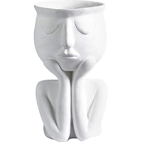 MOCOHANA Indoor Outdoor Head Planter Pot Resin Succulent Planter Vase Greek Statue Planter Urn Home Garden Decor Sculpture(White A)