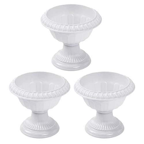 cabilock 3pcs Plastic Nursery Pots Urn Planters Succulent Flower Pots Roman Column Flowerpots for Balcony Home Office White