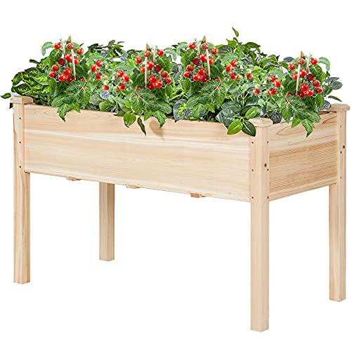AMERLIFE Raised Garden Bed 48x30x24 Inch  Elevated Wooden Planter Box Stand with Legs for Vegetable Flower Herb Outdoor Gardening Backyard Patio30 Inch Height 380 lbs Capacity