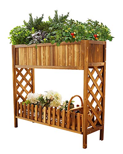 Raised Garden Bed ToteBox Wood Planter Box Elevated Raised Bed Garden Kit with Legs for Flower Herb Vegetables Growing in Outdoor Indoor Patio Balcony Garden 374 x 118 x 354