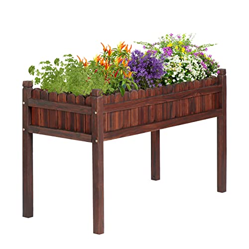 Raised Garden Bed Elevated Wooden Planter with Legs Wood Planting Box Stand for Growing Fresh Herbs Vegetables Flowers Plants in Backyard Patio Balcony 48x31x22inches 290lb Capacity