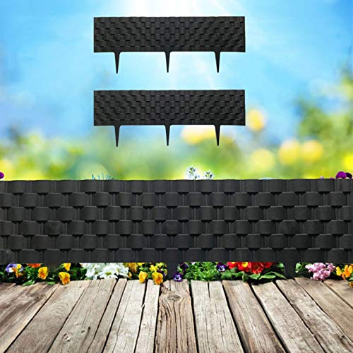 2 Pack Garden Fence Edging827inx4ft Rattan Effect Plant Border EdgingDIY Decorative Flower Grass Bed Border for Landscaping WalkwaysLawn Garden Grass Edging Skirting Border Picket FenceBlack