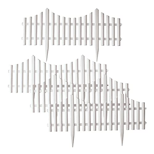 Collections Etc Flexible White Picket Fence Border for Garden Landscape Edging Pathways  4 Piece Set White