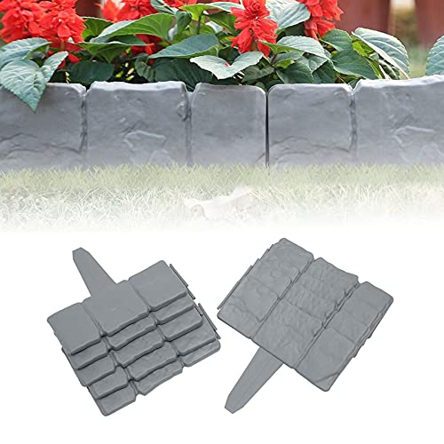 Landscape Edging，20pcs Lawn EdgingGrey Stone Effect Plastic Garden FenceGarden EdgingInterlock Landscape Edging BorderNo Dig Landscape Edging