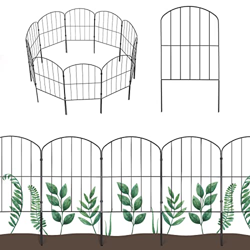 OUSHENG Decorative Garden Fence 10 Pack Total 10ft (L) x 24in (H) Rustproof Metal Wire Fencing Border Animal Barrier Flower Edging for Landscape Patio Yard Outdoor Arched