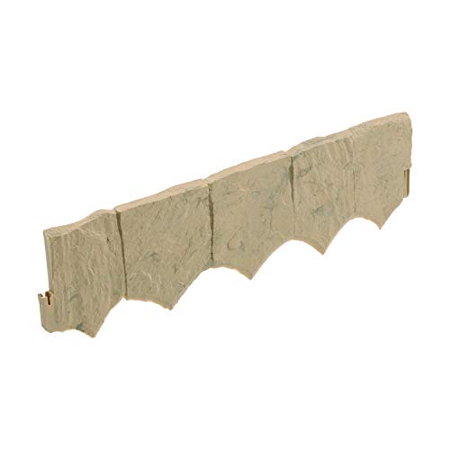 Suncast Flagstone No Dig Border Edging for Garden Lawn or Landscaping Light Tan Marble (Set of 5)