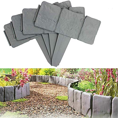 sportuli 30 Pcs Garden Plastic Fence EdgingStone Effect Edging Interlock Flower Bed Border Grass Edge Imitation Garden Decoration Fence Plant Bordering (30)