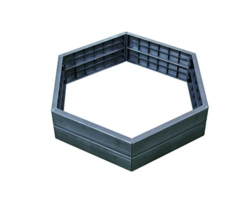 Exaco 645100NP Modern Modular Raised Garden Flower BedHexagon Shape 2 Panels High Anthracite