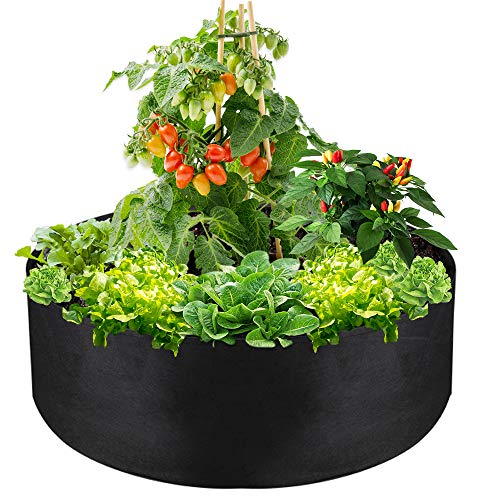 IWNTWY 50 Gallon Large Grow Bag Heavy Duty Fabric Round Raised Garden Bed Planter Pots for Planting Herb Flower Vegetable Potato Plants (36 D x 12 H Black)