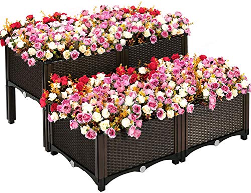 Kingmys Vegetables Plant Raised Bed Kits Elevated Raised Garden Bed Planter Box for Flowers Vegetables Fruits Herbs Outdoor Indoor Planting Box Container for Garden Patio Balcony Restaurant