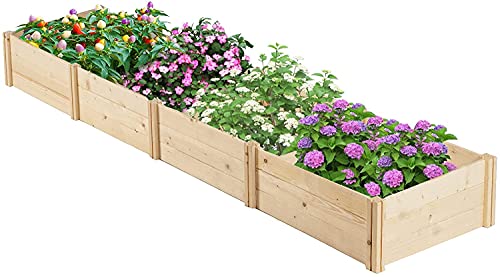SUNCROWN Outdoor Wooden Raised Garden Bed Planter Box Kit for Vegetables Fruits Herb GrowPatio or Yard Gardening8ft  4grid