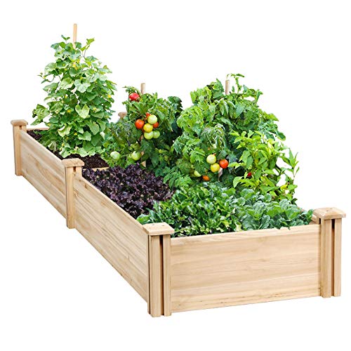 Yaheetech Wooden Raised Garden Bed Divisible Elevated Planting Planter Box for FlowersVegetablesHerbs in BackyardPatio Outdoor Natural Wood 97 x 25 x 11in