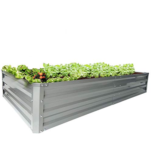 zizin Galvanized Raised Garden Beds Metal Elevated Planter Box Steel Large Vegetable Flower Bed Kit (6 ×3 ×1 ft)
