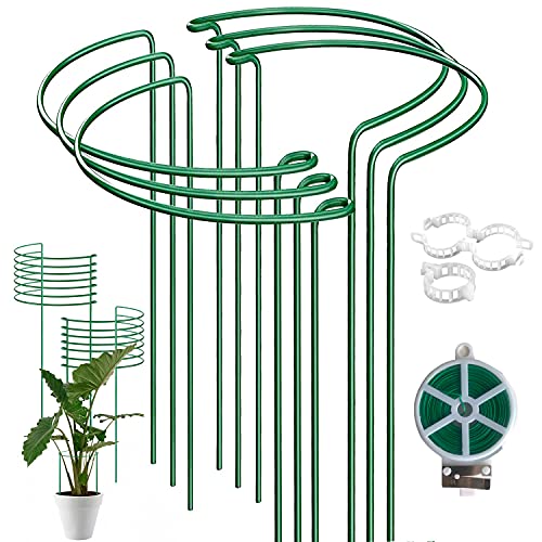 30 Pack Plant Support Stakes Metal Garden Plant Support Half Round Plant Support And Supports For Potted Plants Plant Support Ring for Tomato Climbing Plants Indoor Plants(10Wide x 16High)