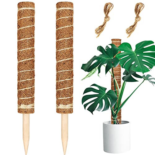JJGoo Moss Pole 2 Coir Totem Plant Support for Plants Monstera (Total 27 inch) Plant Poles Stakes to Train Indoor Plants to Grow