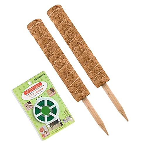 JOYSEUS 30 Inch Moss Pole for Climbing Plants  2 Pack 15 Inch Coir Totem Pole Plant Support with 65 Feet Garden Twist Tie for Monstera and Potted Plants to Grow Upwards…