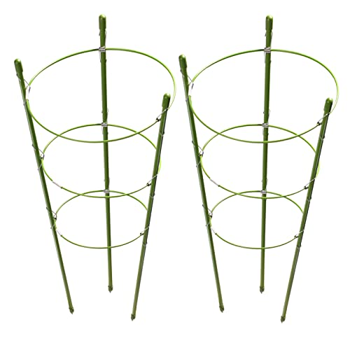 LEOBRO 2 Pack Plant Support Cage Rust Resistant Garden Plant Support Ring Plant Stake Plant Support for Tomato Trellis Climbing Plant Flower 177 High 548618689 Inner Diameter