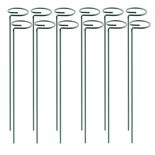 NEWTGAN 12 Pcs Plant Support Stakes Single Stem Plant Support Ring Hoop Plant Support Cages for Potted Plants Tomato Rose Vine