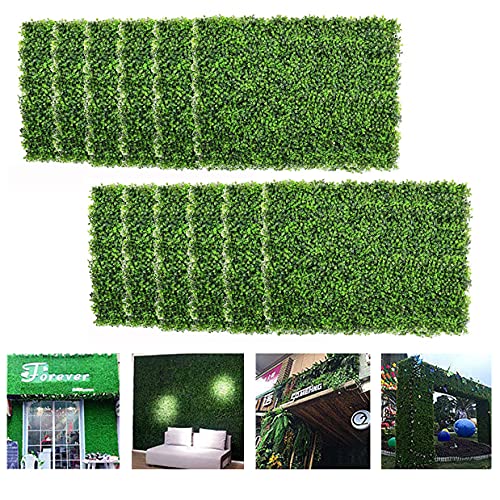 12Pcs 24x16 Artificial Boxwood Panels Mat Total Area 31 SQ Feet Boxwood Decorative Hedge Wall Panels for Outdoor Indoor Garden Fence Backyard