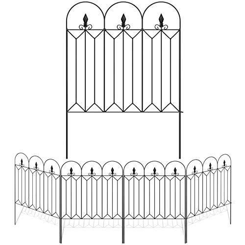 Amagabeli Garden Fence 32inx10ft Outdoor Decorative Fencing Landscape Wire Fencing Folding Wire Patio Border Edge Section Fences Flower Bed Animal Barrier Décor Picket Black Rustproof Panels Wire FC04
