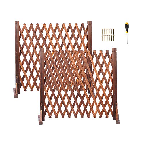 jxgzyy Freestanding Fence Gate 2 Pack Expandable Wood Trellis Retractable Partition Panels for Garden Patio Privacy Screen