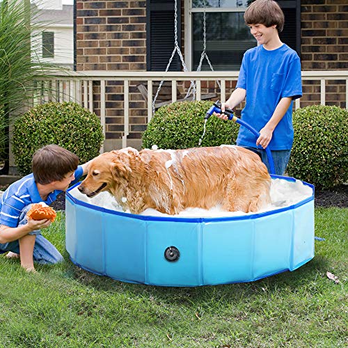 Foldable Dog Swimming Pool 47 Folding Pet Bath Pool Collapsible Cat Bathtub Portable PVC Kiddie Pool Spa Bathing Wash Tub Water Pond Pool Toddler Baby Bath Kids Play Pool Whelping Box