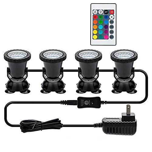 MITEEL Underwater Light Waterproof IP 68 Submersible Spotlight with 36LED 7W Bulbs MultiColor Spot Light for Aquarium Garden Pond Pool Tank（NO Remote Control）