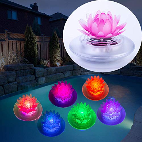 Solar Pond Lights 4 Pack Lotus Floating Pool Lights Led Color Changing Waterproof Pond Submersible Decoration Lamp Lights Outdoor Swimming Pool