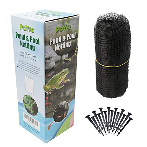 POYEE Pond Netting for Leaves 65 x 13 Feet  Pool Leaf Cover Net with Small Fine Mesh  Protecting Koi Fish from Birds Cats  Stakes Included