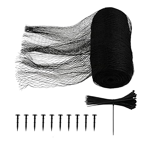 wartleves 75 x 65 Feet Koi Pond Netting Kit Black Heavy Duty Woven Fine Mesh Net Cover for Leaves Protective Cover for Koi Fish Skimmer Net Screen for Falling Leaves and Debris with Reusable Stakes