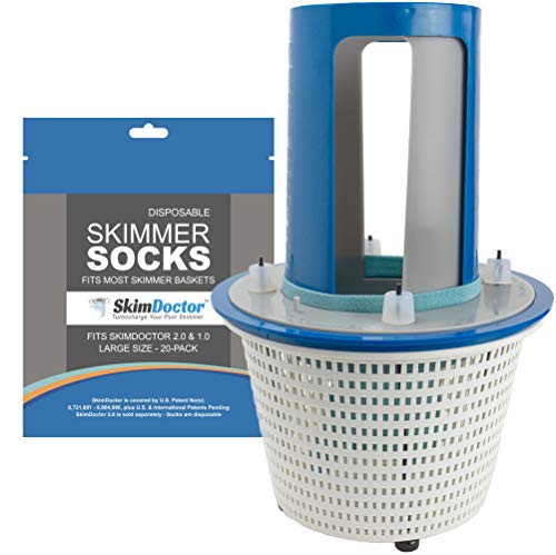 SkimDoctor 20 (Opened Box) Pool Skimmer Basket Turbocharger with NonCorrosive Fittings Includes 20Pack of SkimDoctor 20 Pool Skimmer Socks