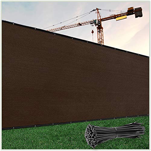 ColourTree 5 x 50 Brown Fence Privacy Screen Windscreen Cover Fabric Shade Tarp Netting Mesh Cloth  Commercial Grade 170 GSM  Cable Zip Ties Included  We Make Custom Size