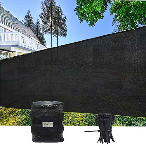 EVERGROW 4 x 50 Black Fence Privacy Screen Windscreen Cover Outdoor Patio Fabric Shade Tarp Netting Mesh Cloth 150 GSM One Year Warranty Free Zip Ties 4 x 50 Black