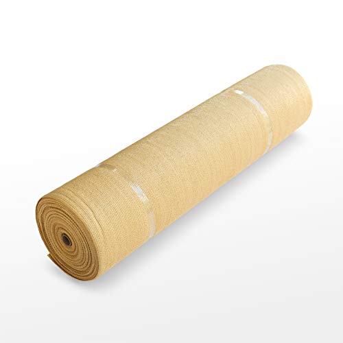 WindscreenSupplyCo 58 X 100 Shade Fabric Roll Sunblock Shade Cloth 85 UV Resistant Mesh Netting Cover (1 Tan) For covering Garden Greenhouse Patio Canopy Fence Srceen
