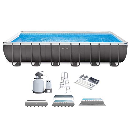 Intex 26363EH 24ft x 12ft x 52in Ultra XTR Frame Above Ground Swimming Pool Set wSand Filter Pump Ladder Ground Cloth Cover  Protective Canopy