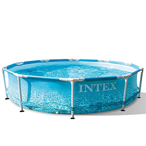 Intex 28207EH 10 Feet x 30 Inch Rust Resistant Steel Metal Frame Outdoor Backyard Above Ground Circular Beachside Swimming Pool with Filter Pump