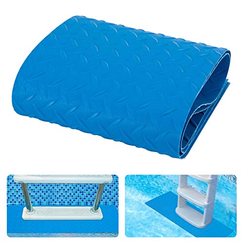 2 Rolls of Protective Swimming Pool Ladder Mat 25mm Thickened Pool Step Mat with Uneven Surface NonSlip Pool Liner Protection Cushion for Stairs Protecting Vinyl Pool Liner (9 x 354 Inches Blue)