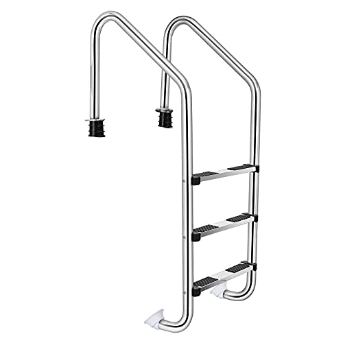 Goplus Swimming Pool Ladder 3Step InGround Stainless Steel Step for IndoorOutdoor Pool Heavy Duty NonSlip Ladder Easy Assembly