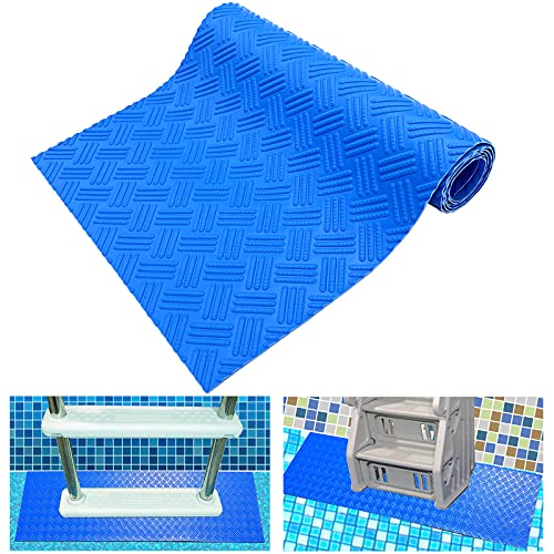 SKARUMMER Swimming Pool Ladder Mat  Protective Pool Ladder Pad Step Mat with NonSlip Texture Blue Medium 36 inch X 9 inch