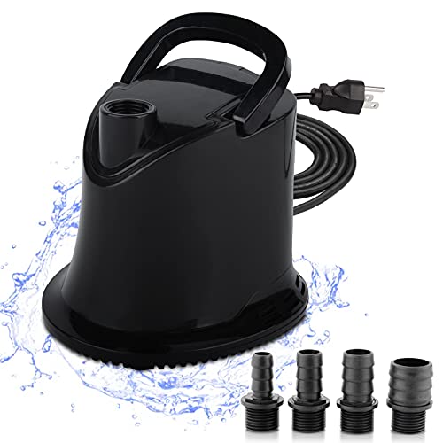 Hachtecpet Submersible Fountain Water Pump 810 GPH 60W Ultra Quiet Adjustable Flow Pond Pump for Garden Aquarium  fish tank  Pool  Hydroponics  Waterfall  with 6ft Power Cord  Portable Handle