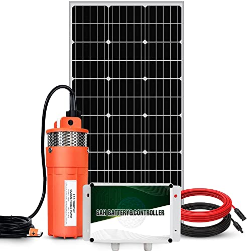 ECOWORTHY Solar Well Pump Kit with Battery Backup 12V Solar Water Pump  100W Solar Panel Kit  6Ah Battery for Well Irrigation Filling Water TankDELIVERY IN 2 PARCELS