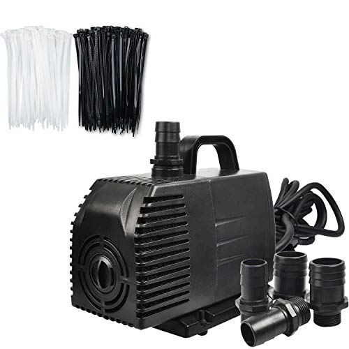 Simple Deluxe 1056 GPH Submersible Pump with 15ft Cord for Fish Tank Hydroponics Ponds Fountains with 200 Pcs 8 Inch SelfLocking Versatile Nylon 1 Pack Water Tie Cable Wire Zip Ties