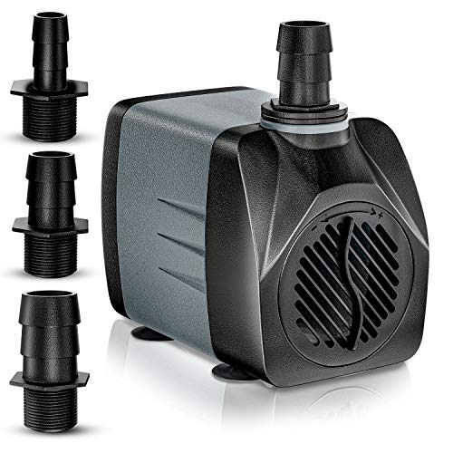 Water Pump Aquarium Submersible Water Pump 25w  Small  Portable 400gph Pump  Perfect for Ponds Fountains Aquariums  More  7 Ft Height Lift  Connects to Almost Any HoseTubing  Quiet Motor