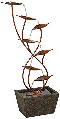 Ashton Curved Leaves Modern Outdoor Floor Water Fountain 41 High Cascading for Yard Garden Patio Deck Home  John Timberland