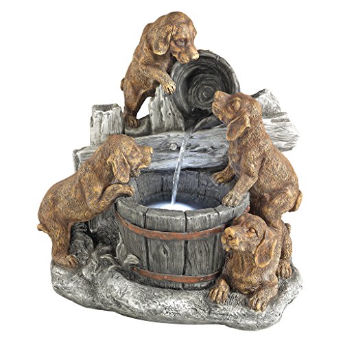 Design Toscano SH382614 Puppy Pail Pour Dog Garden Decor Cascading Fountain Water Feature 21 Inch Full Color