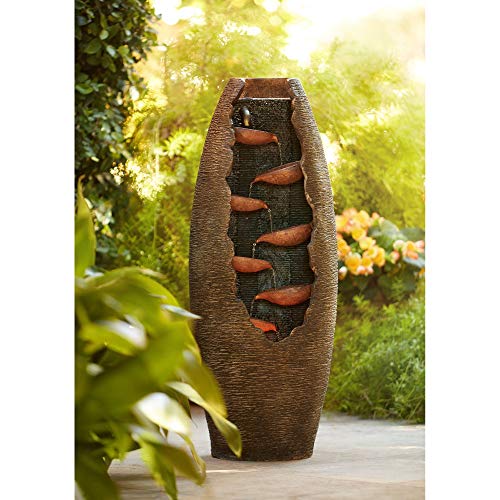 John Timberland Outdoor Floor Water Fountain 35 High Cascading CutAway Waterfall for Yard Garden Lawn