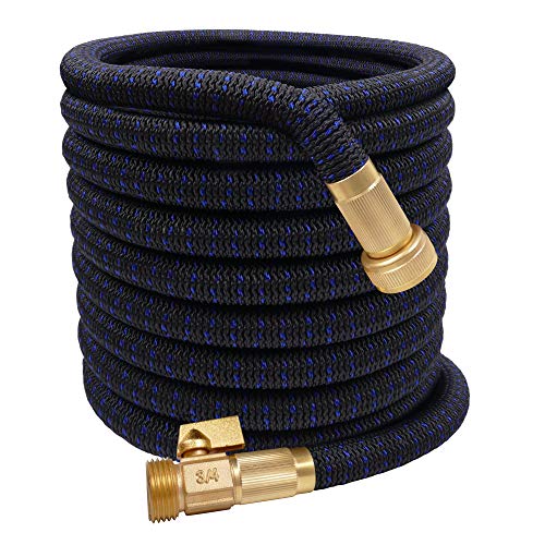 100ft Expandable Garden Hose Lightweight Extra Strength Fabric and 4Layer Latex Core 34 Solid Brass Fittings NoKink Best Choice for Watering and Washing