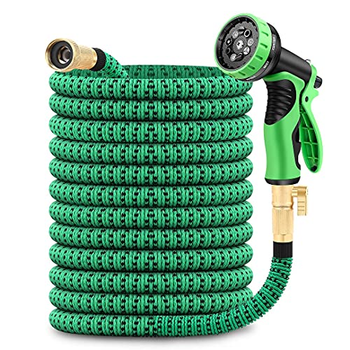 50ft Expandable Garden Hose with 9 Function Nozzle Lightweight Water Hose with Brass Fittings Gardening Flexible Yard Hose Pipe for Watering and Washing