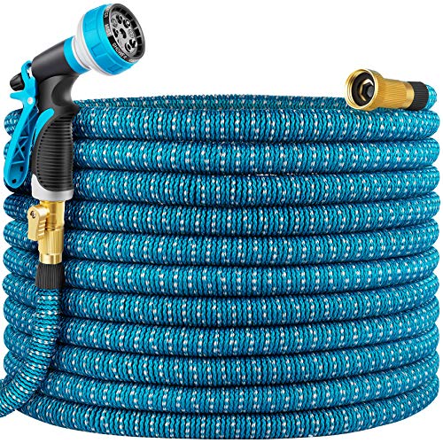 Yuharq 100ft Garden Hose Water Hose Expandable Hose with Nozzle Leakproof Lightweight Expanding Yard Hose with Solid Brass Fittings Extra Strength 3750D Durable Gardening Flexible Hose Pipe