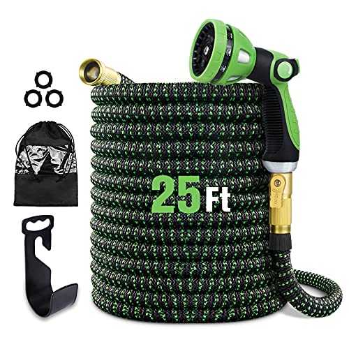 Augtarlion 25 ft Expandable Garden Hose with 10 Function Sprayer Leakproof Lightweight Expanding Garden Water Hose with 100 Solid Brass Fittings Triple Latex Core Durable Flexible Garden Hose